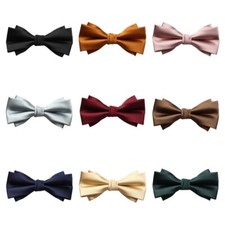 Men Solid Bow Neck Tie Wedding Party Groom Suit Tuxedo Shirt Business Bowtie