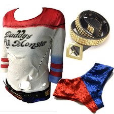 Harley Quinn T-Shirt Gürtel Pailletten Unter...