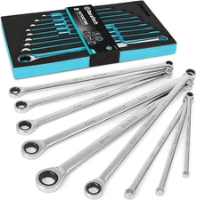 DURATECH Extra Long Ratcheting Wrench Set, Double Box End Wrench Set, Metric, 9-