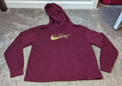 burgundy and gold nike hoodie