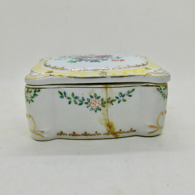 Vintage Porcelain Floral Cigarette Box & Ashtray Set Made In