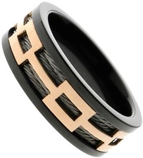 Copper Black Stainless Steel Cable Inlay Wedding Band Ring size 11 T85