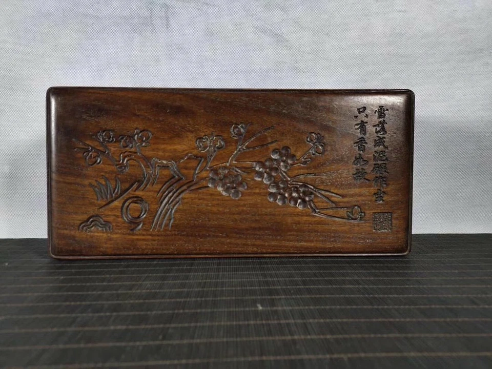 14.4'' Chinese Antique Wood Box natural Old Rosewood Box Jewelry Box - Image 3 of 4