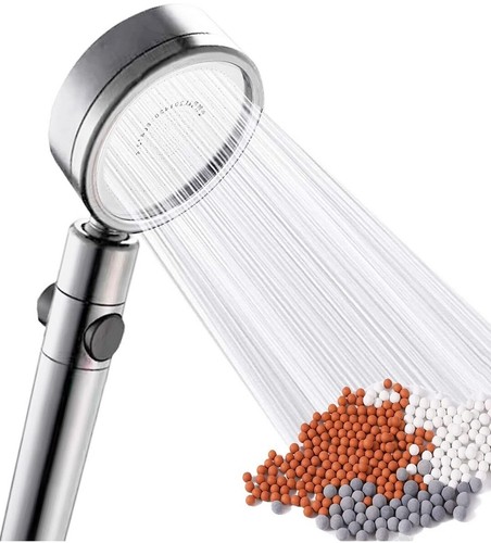 New High Pressure Shower Head Bathroom Powerful Energy Water Saving Filter Beads - Picture 2 of 7
