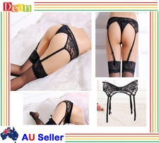 Women Sheer Lace Top Non-Slip Thigh High Stockings Garter Belt Suspender clipper