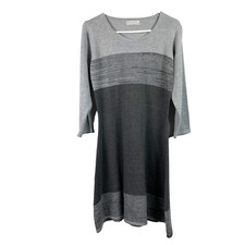 Jon & Anna Gray Tones Colorblock Stripe Tunic Knit Sweater Dress Size Small