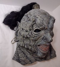 Vintage Zombie Halloween Mask Ghoul Scary Ponytail Hair Full Head Cover