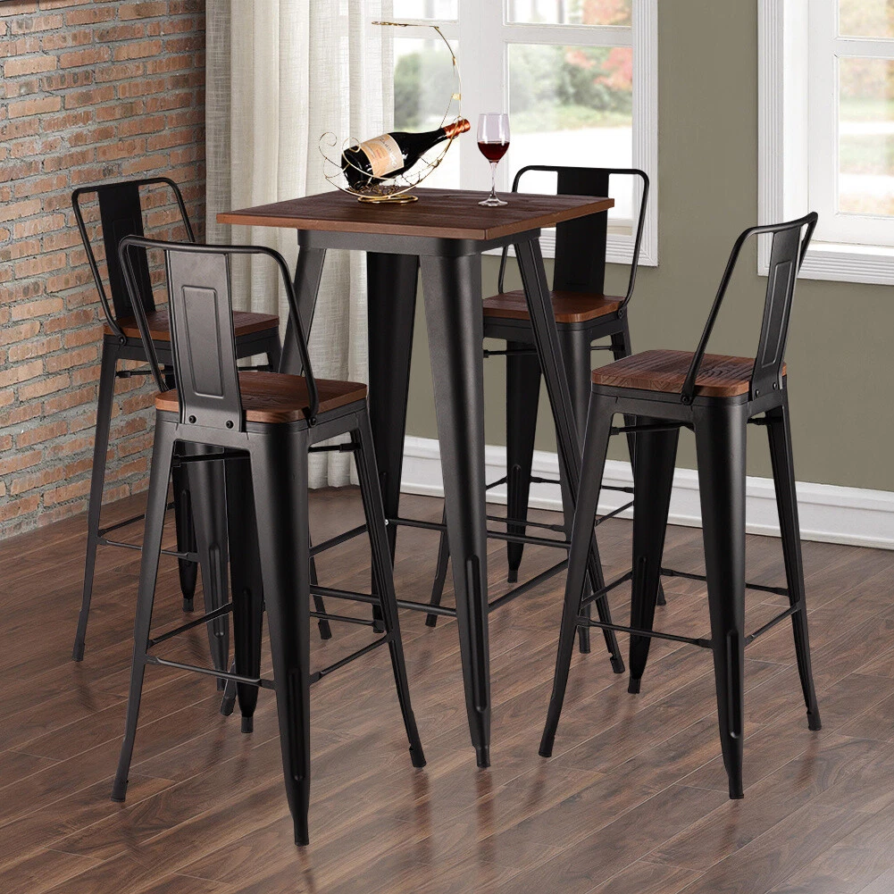 Industrial Bar Table and Chairs Set High Bar Cafe Bistro Tolix Table 2 4 Seaters