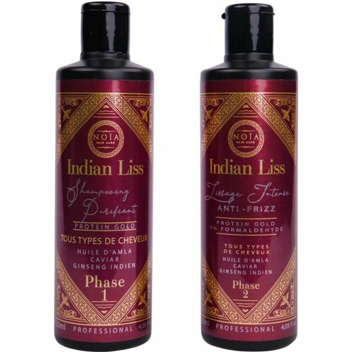 Lissage Noia Hair Indian Liss 2x200 ml anti-frisottis pour cheveux rebelles