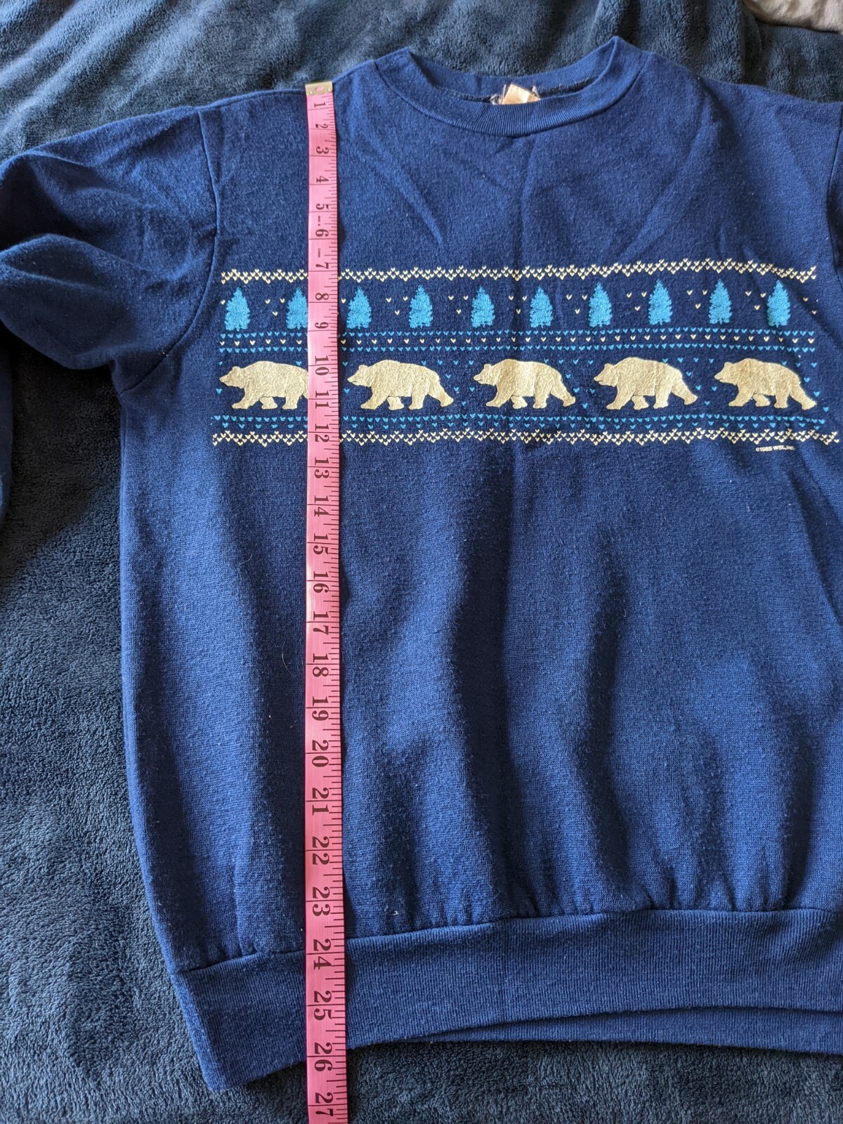 VTG 1985 80s Western Shirt Line Blue Sweatshirt X… - image 7