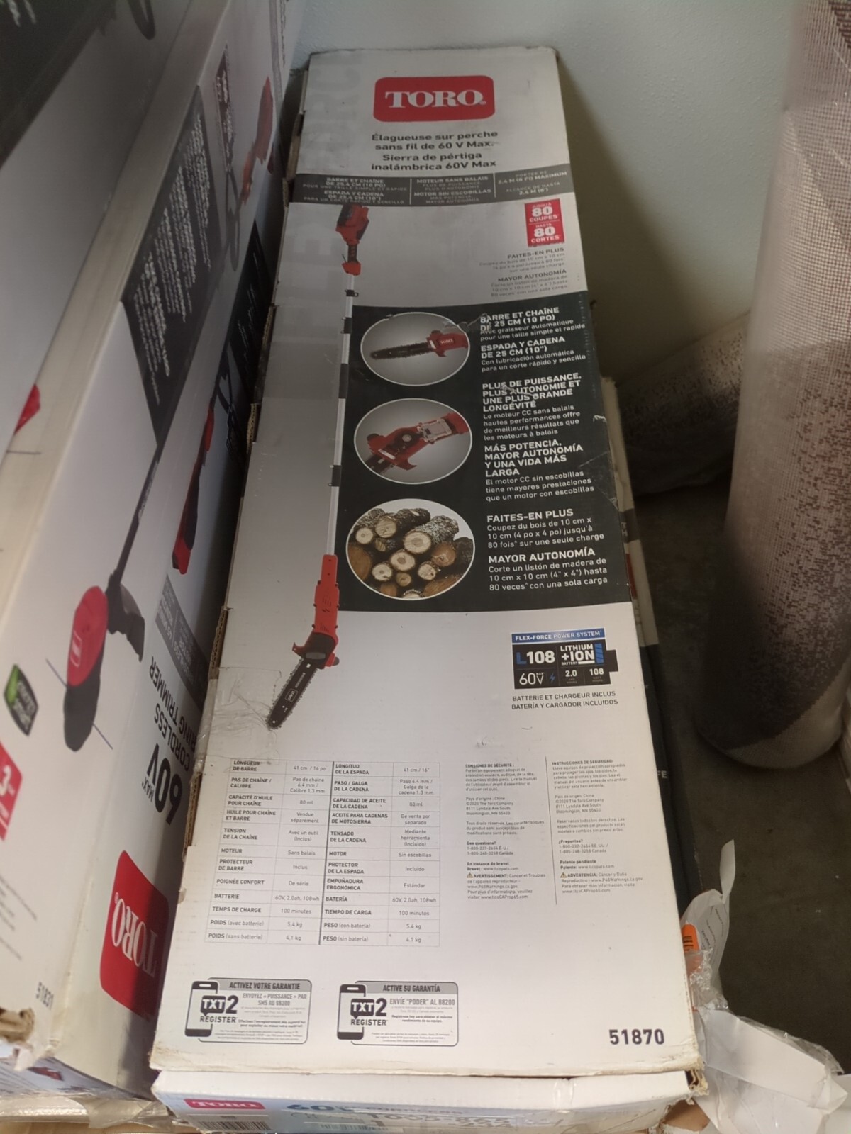 60V 10-Inch GenToro Cordless Pole Saw with Battery and Charger