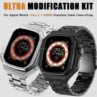 Edelstahl Rugged Case Band Modification Kit für Apple Watch Ultra 1/2/3 49mm