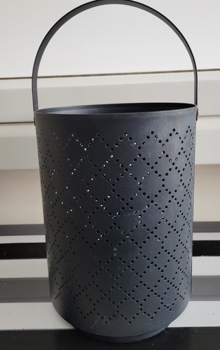 BLACK IKEA URSKILJA Lantern For Block Candle 8.5 INCHES TALL DIAMETER 6.25 INCH - Picture 5 of 6