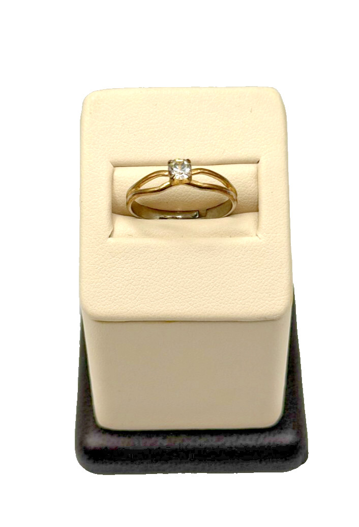 Gold Plated Solitaire Adjustable Ring With Round … - image 1