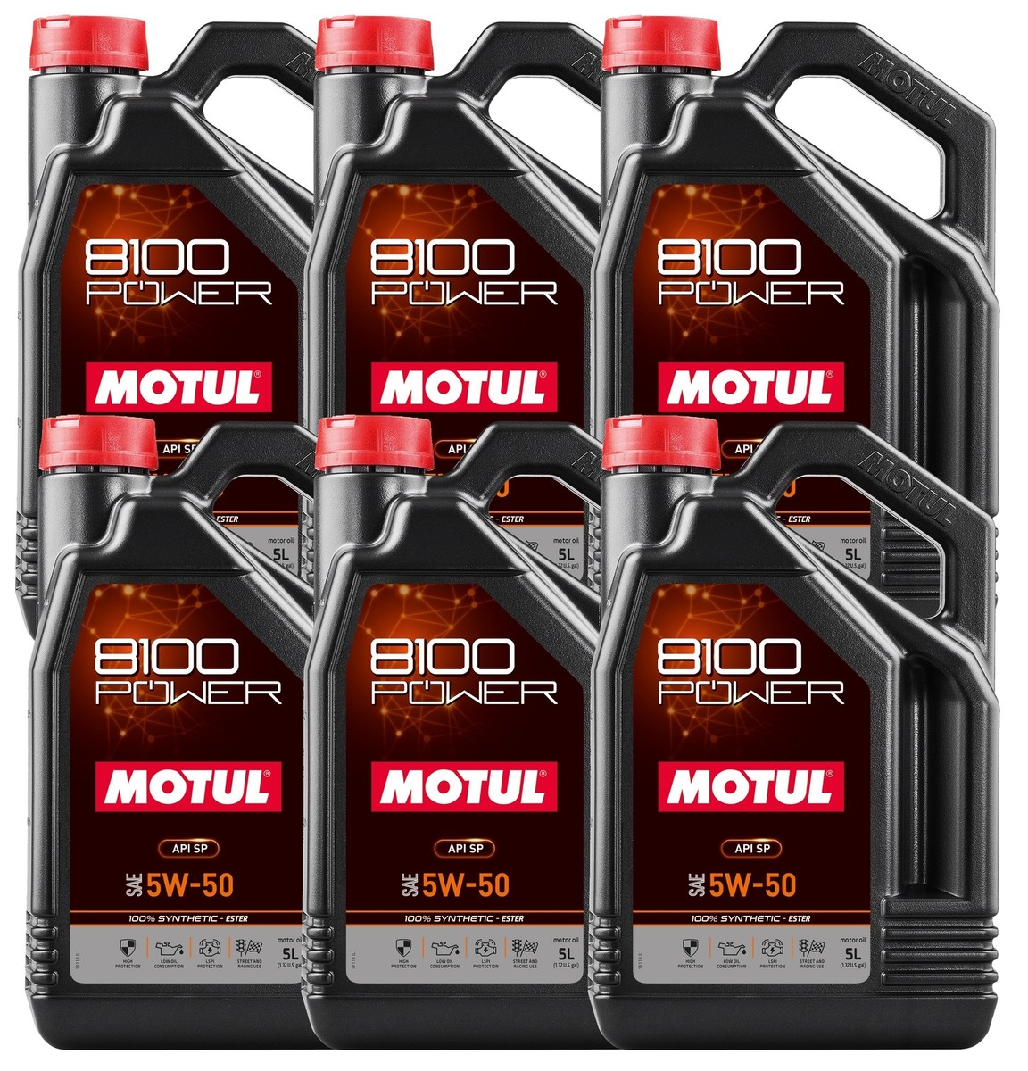 Aceite Motor Aceite De Motor Motul 8100 Power 5W-50 - 5 Litros, Totalmente Sintético, Para Alto Rendimiento Aceite Motor Especificación Ford WSS