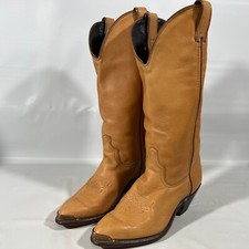 Vtg CODE WEST Cowboy Leather Boots Western Cowgirl Metal Toe Tips Made USA 6M