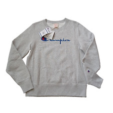 Champion Reverse Weave Mens L Gray Sweatshirt Pullover Warm Up Logo Heavy NWT