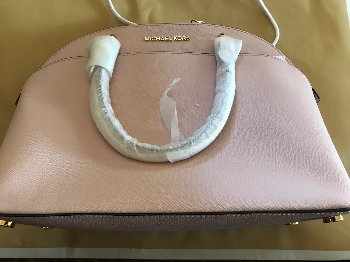 NWT MICHAEL KORS SAFFIANO LEATHER EMMY LARGE DOME SATCHEL BAG IN