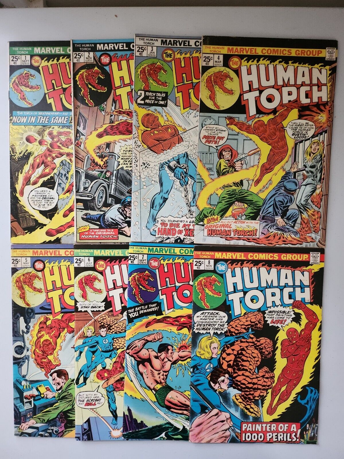 MARVEL GOLDEN/SILVER AGE HUMAN TORCH #1-8 FN/VF 1974 Reprint Books COMPLETE SET