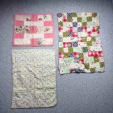 Lot Of 3 Antique  Vintage Crib Baby Doll Quilts Homemade Patchwork Varied Sizes