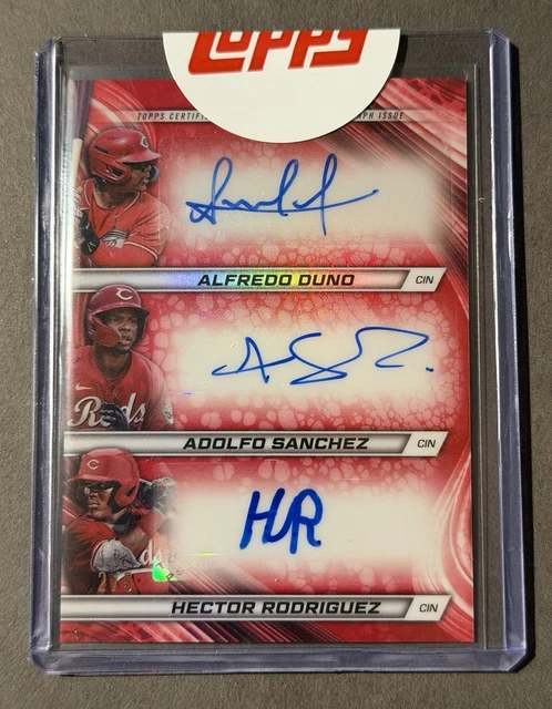 2024 Bowman's Best Triple Red Auto 2/5 Alfredo Duno Hector Rodriguez Sanchez