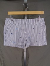 Vineyard Vines Blue Seersucker Stripe Whale Shorts Size 4 Preppy Chino Coastal
