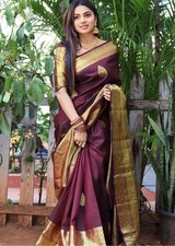 Designer Sari Bollywood Bridal Silk Saree Blouse South Indian Party Wear Saree