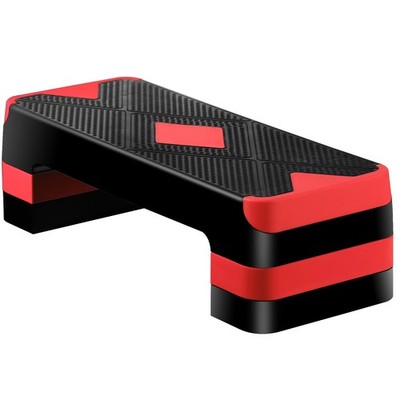 27'' Aerobic Step Trainer Cardio Adjustable Exercise Fitness w/ Risers Red