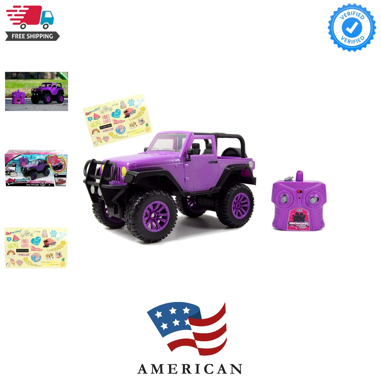 Girlmazing 1:16 Jeep Wrangler RC Radio Control Cars, Toys for Kids Purple