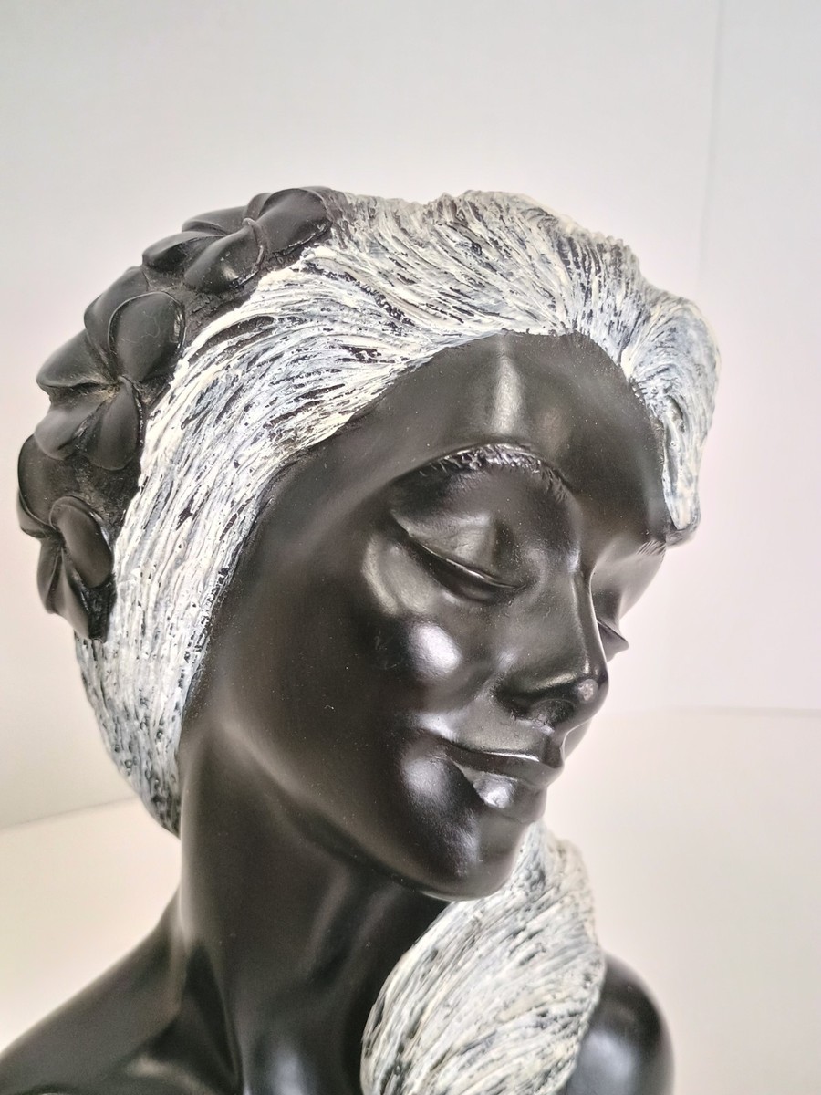 VTG 1969 Frank Schirman Black Coral MELIA Hawaiian Lady Bust