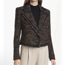 Veronica Beard Nalani Tweed Cropped Double Breasted Jacket 0 NWT