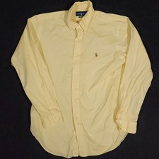 Ralph Lauren Oxford Button Down Shirt Men 16-34/35 Yellow Long Sleeve Flesh Pony
