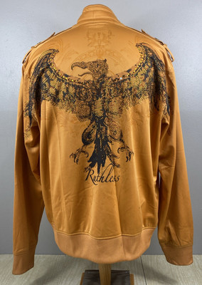 Ruthless Art Y2K Unisex Beaded Eagle Zip Up Jacket Pit 25'' Length 29''