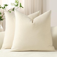 Throw Pillow Covers 18x18 Cream: Pack of 2 Cozy Soft Velvet