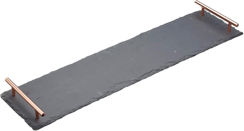 Artesà Slate Serving Platter Tray with Copper Finish Handles, perfect for Graz