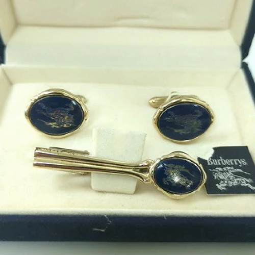 BURBERRY LONDON カフリンクス タイバー SILVER 925 Vintage Burberrys London Silver925 Cufflinks & Tie Clip Set
