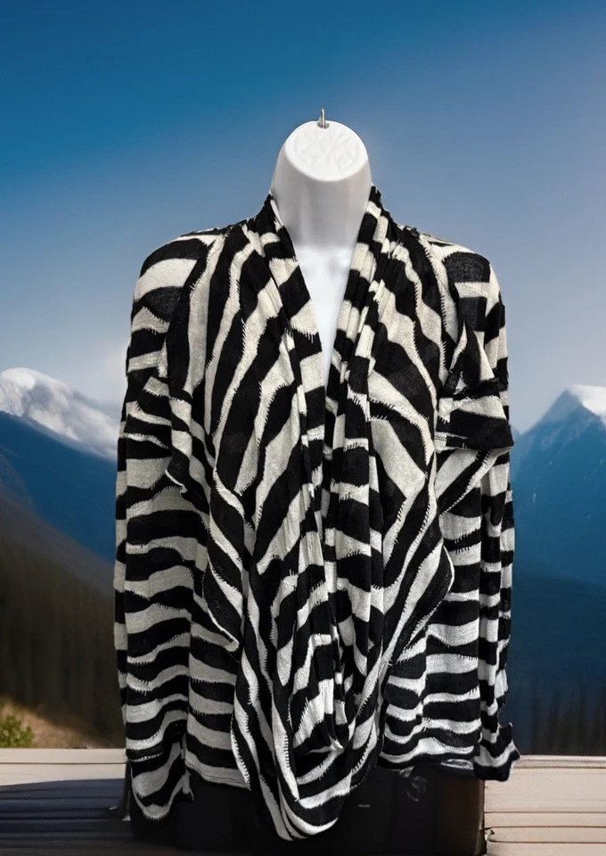 ALICE + OLIVIA Open Cardigan Sweater Scarf Neck Womens S DEZI Wrap Linen Blend - Image 4 of 4