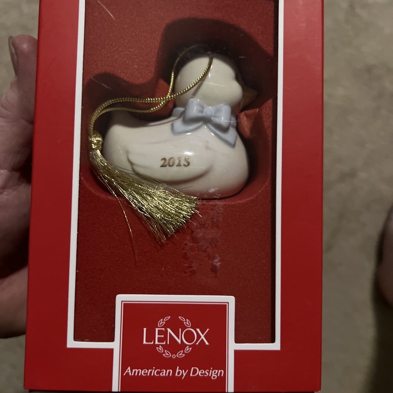 Lenox 2015 Baby's First Christmas Porcelain Duck Ornament for a Boy - New in Box