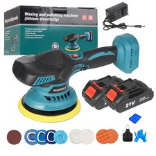 Euur Cordless Car Buffer Polisher Kit 6 Inch Rotary Buffer With 2x2000mah 21v