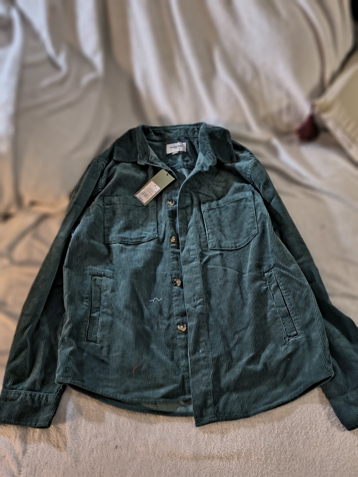 Goodfellow Co Medium Green Corduroy Button-Up Collared Shirt