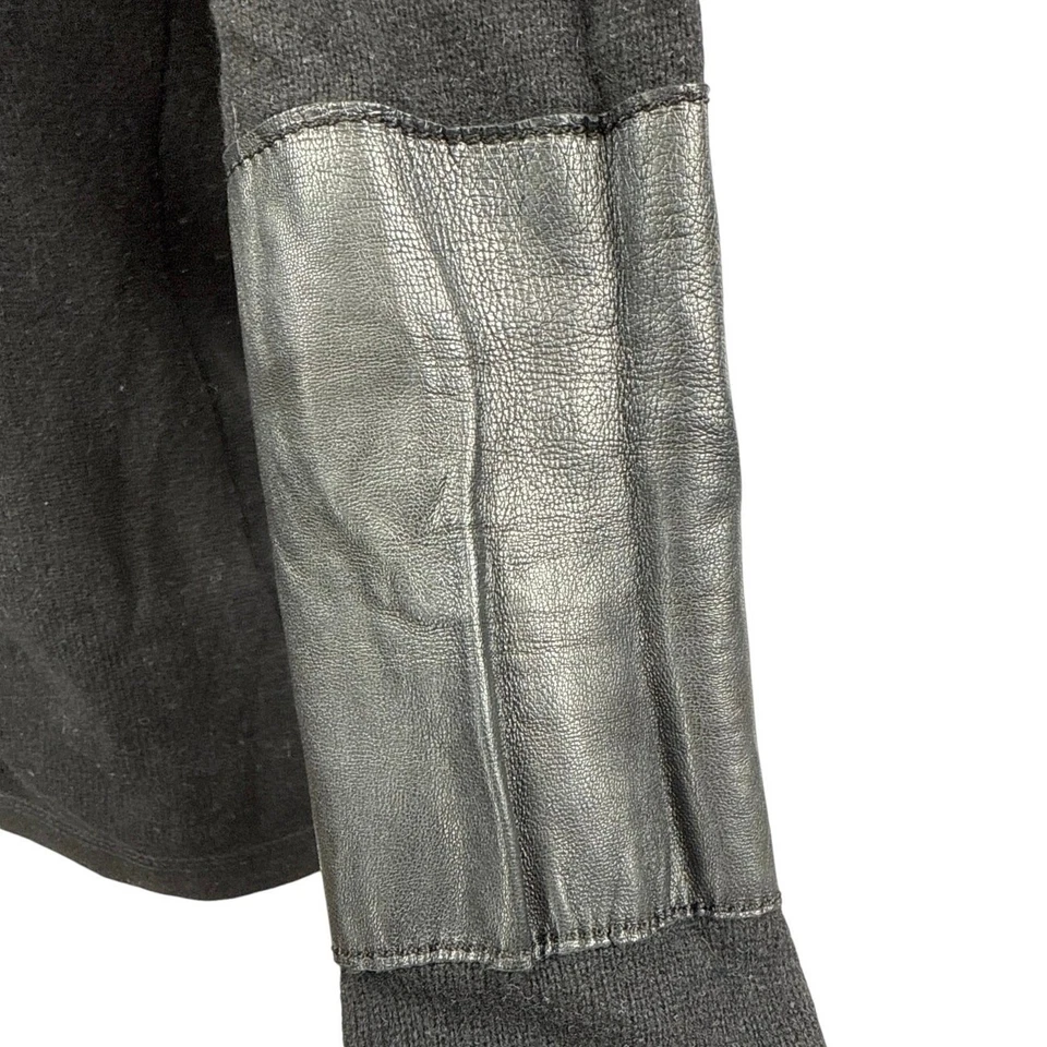 Suéter Top Tommy Hilfiger Negro Cuero Cachemir Borde Manga Larga XS Foto 3 de 4