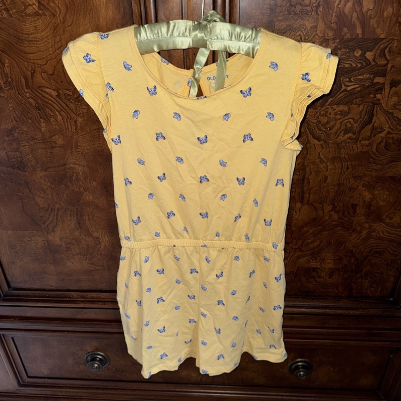 Old navy Girls 14-16 XL Yellow Butterfly Romper NWOT 100% Cotton