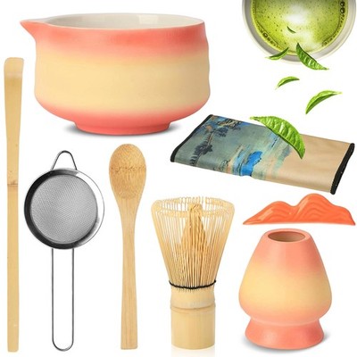 Matcha Tee-Set Deluxe mit Matcha-Schale, Bambus-Besen, Besenhalter, Dosierlöffel
