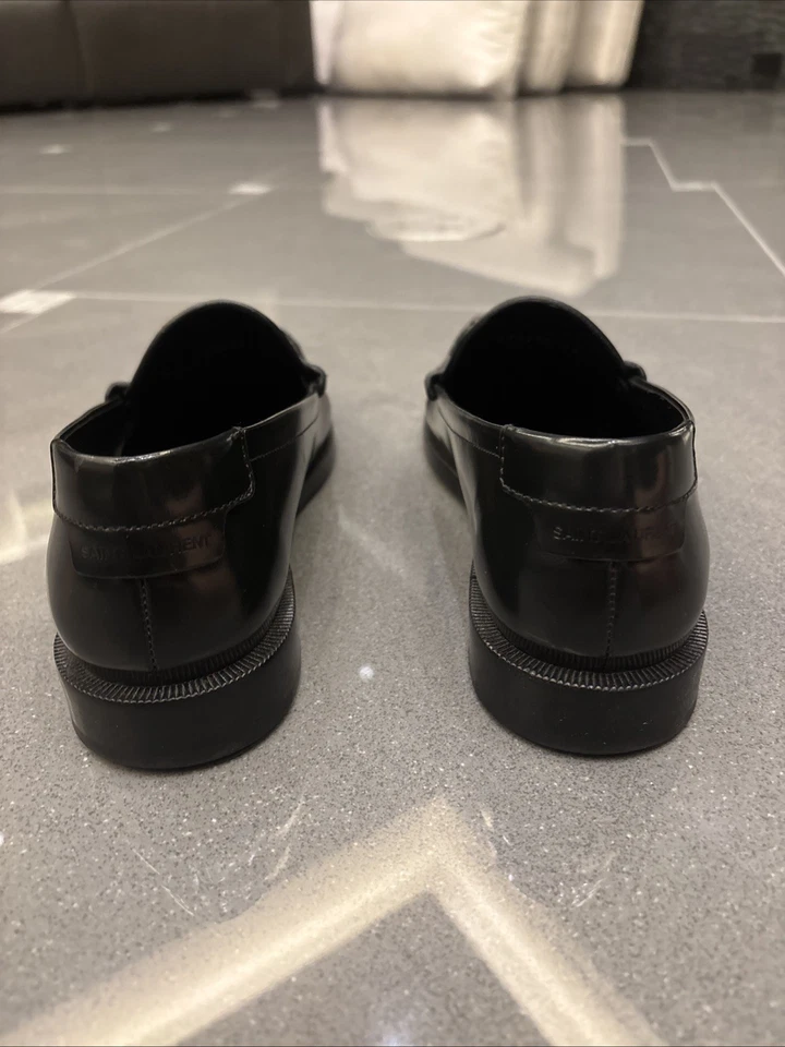 Saint Laurent Paris Le Mocasines Penny Mujer EU 37.5 US 7.5 Cuero Negro Foto 3 de 4