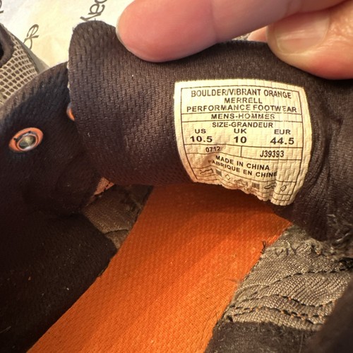 Scarpe da corsa Merrell Boulder Trail Vibram a piedi nudi J39393 sneakers uomo taglia 10,5 - Foto 12 di 14