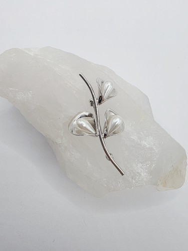 Spilla Beau argento sterling perla a goccia calla giglio fiore bouquet spilla - Foto 7 di 7