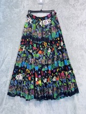 Vintage Patchwork Tiered Maxi Skirt Colorful Gypsy Boho Peasant Size M 1536