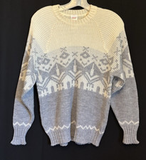 Vintage St Michael Sweater Ivory  Gray Long Sleeve Women  s Size 12 Fits like M