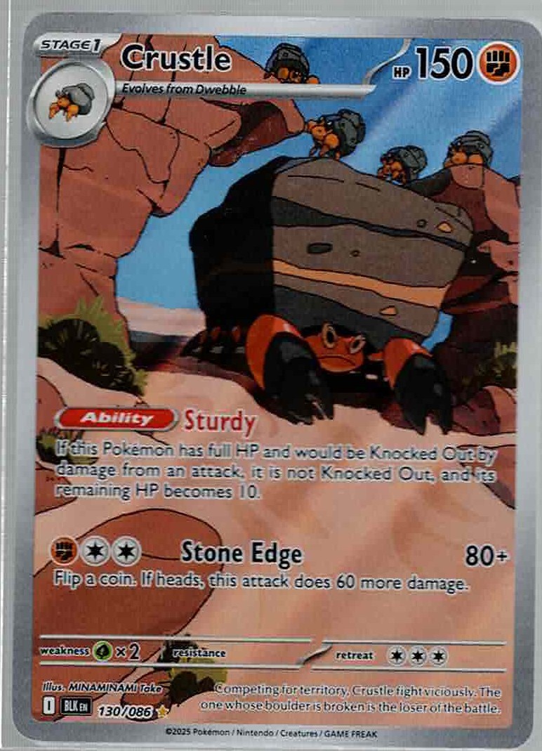 Crustle 130/086 Holo Illustration Rare Black Bolt Pokemon Holo Lightly Played
