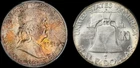 1951 D Franklin Half PCGS MS65 FBL Rainbow Toned